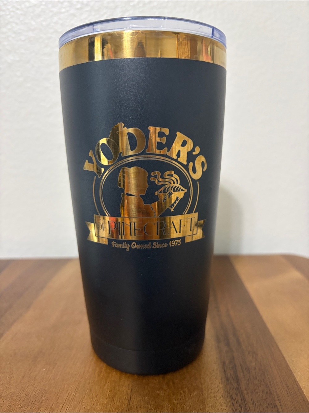 Yoder’s Souvenir Black & Gold Travel Coffee Mug